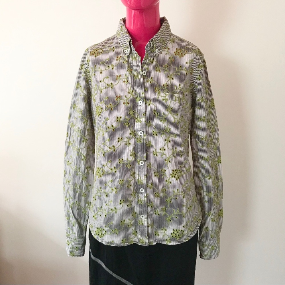 Anthropologie Odille Embellished Button Down Shirt